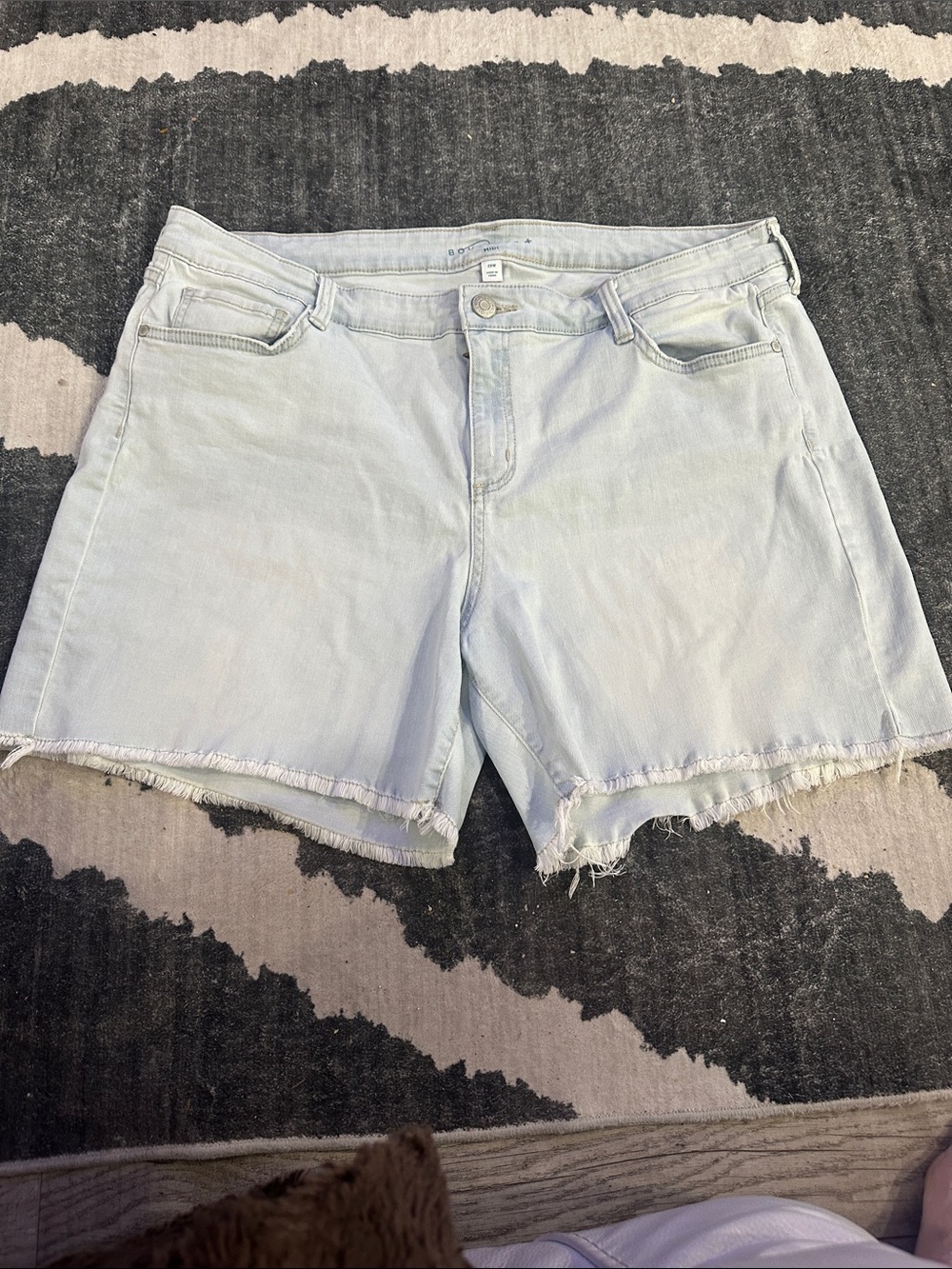 Women's Light Blue Distressed Denim Shorts with Frayed Hem